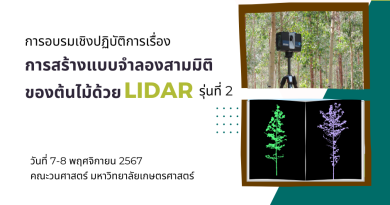 การอบรมเชิงปฏิบัติการเรื่อง การสร้างแบบจำลองสามมิติของต้นไม้ด้วย LiDAR รุ่นที่ 2