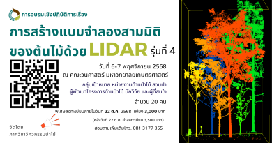 โครงการอบรมเชิงปฏิบัติการเรื่อง การสร้างแบบจำลองสามมิติของต้นไม้ด้วย LiDAR รุ่นที่ 4