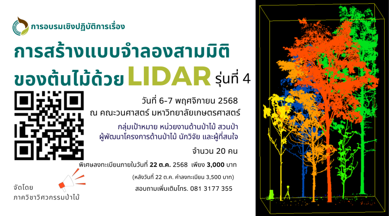โครงการอบรมเชิงปฏิบัติการเรื่อง การสร้างแบบจำลองสามมิติของต้นไม้ด้วย LiDAR รุ่นที่ 4