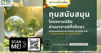 ทุนสนับสนุนโครงงานนิสิตผ่านอาจารย์ที่ปรึกษา
